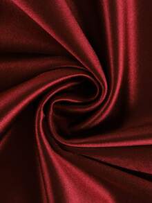 夏季女士时尚V领纯色缎面蝙蝠袖衬衫上衣，女士宽松办公度假衬衫 - 酒紅色 - 查看 6