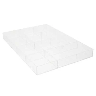 Förvaringsbricka i akryl med 12 fack, smyckesdisplay för ringar, halsband, örhängen och sminkbord