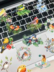 50/150/250/500张水彩鸟涂鸦贴纸，适用于装饰日记本、手账、剪贴簿、计划本、笔记本、笔记本电脑、手机、平板电脑、吉他等。 - 花鳥 - 查看 1