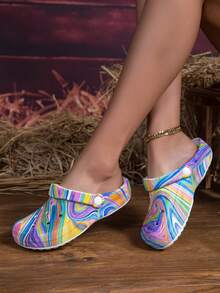 可调节宽松平底凉鞋，适合花园、休闲、旅行、海滩等场合，包头设计 - 彩色 - 查看 7