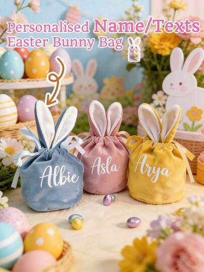 Personalised Easter Bunny Bag, Easter Basket, Treat Bags, Easter Gifts, Easter Bag, Gifts For Kids, Easter, Bunny Bag, Easter Bag. Personalised Easter Bags, Gift Pouch, Velvet Bunny Bag, Treat Bag, Easter Eggs, Gift For Her, Easter Gift Bag, Personalised Gift, Bunny Bag. Easter Egg Hunt Party Supplies, Happy Easter Day Decor,Easter Bunny Decorations,For Easter Party Favors,Basket Stuffers & Decorations