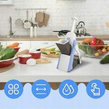 Multi-Functional Vegetable Cutter, Household Potato Shredder, Vegetable Slicer/Dicer, Vertical Vegetable Cutter, Food Shredder, Fruit Slicer, French Fry Slicer, Kitchen Accessory, Small Household Tool. - Blue - View 11