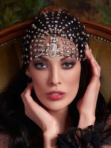 Rhinestone Tassel Forehead Pendant Headpiece, Fashionable European And American Style Stage Performance Hair Accessory, Hair Chain, Bride To Be, Party, Hair Accessories For Women - Gold - 查看 4