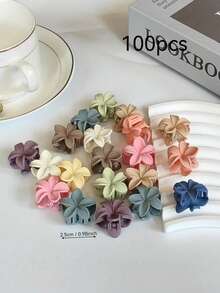 30个彩色花朵鳄鱼夹，迷你发爪夹，适用于马尾辫、发髻、刘海等，发饰（颜色随机），花朵发夹，秋冬季度假必备，女士夏季海滩休闲必备 - 彩色 - 查看 14