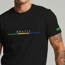 Premium Streetwear Printed Cotton T-Shirt, Casual, Comfortable, Brazil, Three Colors - Casual Fashion, New Release 2025 - 黑色 - 查看 1