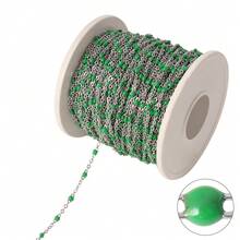 Dây chuyền hạt thép không gỉ 100cm, dây chuyền hạt nhựa nhiều màu sắc phong cách Bohemian, dây chuyền tráng men để làm trang sức DIY và phụ kiện vòng cổ. - Chuỗi tự làm - Xem 12