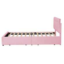 Upholstered Bed 90 X 200 Cm, Slatted Bed With Headboard And Two Drawers, Soft Velvet Fabric, Beige Single Bed, Children's Bed, Junior Bed, Guest Bed (Pink) - Pink - View 7