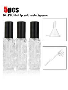 Bộ 5 chai/tủ đựng nước hoa hình quả mướp đắng 10ml, kèm 1 phễu, 1 bình xịt mini cầm tay, chai xịt nước hoa tái sử dụng - có thể nạp lại và tái sử dụng lâu dài, chai xịt mỹ phẩm dạng phun sương mịn, chai xịt dưỡng ẩm, hộp đựng, du lịch. - Nhiều màu - Xem 11