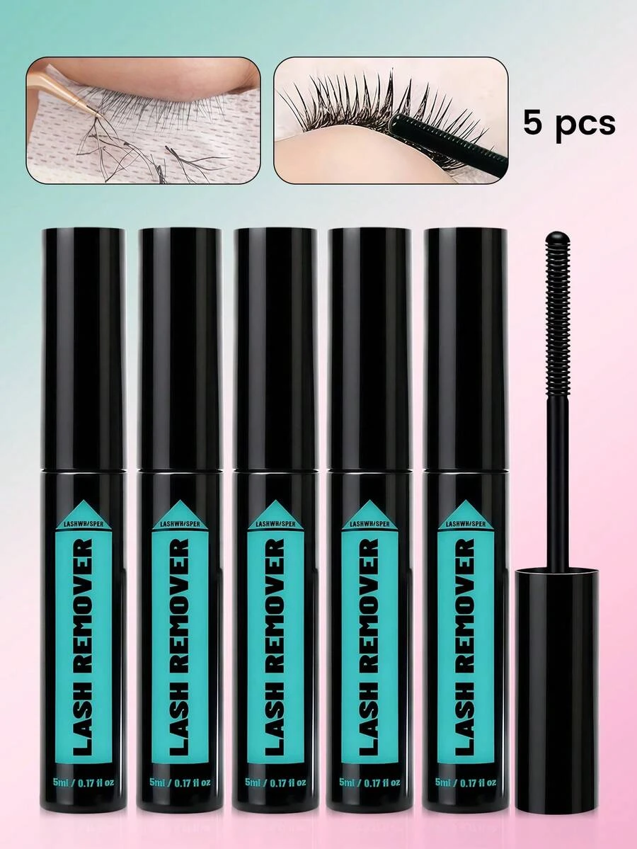 5支装睫毛卸妆液，簇状假睫毛胶水卸除剂，DIY睫毛卸妆液，温和舒缓的假睫毛眼部卸妆液，1支/2支装 - 黑色 - 查看 1