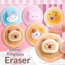 Capybara Donut Shaped Erasers, Cute Cartoon Design, Clean, Minimal Waste, Student Encouragement Small Gift Stationery, Classroom Reward Supplies - Multicolor - View 5