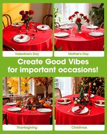 4/8/12 84 Inch Round Disposable Tablecloths, Thickened Waterproof PEVA Plastic Table Covers For Party, Wedding, Banquet & Daily Use - 紅色 - 查看 3