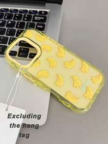 New Fashion Banana Pattern Ripple Jelly 2-In-1 Phone Case, Premium Quality, Thick Hard Material, Colored Solid Frame, Personalized Creative, Classic Minimalist Anti-Fall, Full Coverage Transparent Feel, Colorful, Waterproof Shockproof Anti-Fall Anti-Scratch - Yellow - View 5
