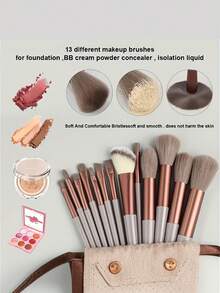 13-Piece Color Makeup Brush Set (With Portable Storage Box) - Ultra-Soft Nylon Bristles, Suitable For Foundation, Blush And Eyeshadow Application, Suitable For Facial And Eye Makeup - Complete Makeup Set For Women And Children, An Excellent Gift Choice - Multicolor - View 7