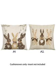 2 vỏ gối trang trí kiểu Phục Sinh, vỏ gối hình thỏ với họa tiết trứng Phục Sinh và thỏ, 100% sợi polyester không gây dị ứng, chất liệu vải lanh cổ điển, khóa kéo ẩn, có thể giặt máy, vỏ gối trang trí nhà cửa cho ghế sofa, phòng khách, phòng ngủ, không kèm ruột gối. - Nhiều màu - Xem 10