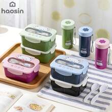 Fofa Marmita Infantil com Garfo 3 Compartimentos 1200ml Grande Capacidade Estilo Desenho Animado Presente Volta às Aulas - cor aleatória - Visão 8