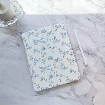Pretty Flowers On Light Blue Floral Pad Case Compatible With IPad 10th, IPad Air 6th/4th/5th 10.9inch, IPad 9.7inch, IPad Pro 11inch, 2022/2021, IPad 9/8/7, 10.2inch