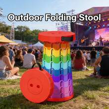 Portable Rainbow Folding Stool - Foldable Outdoor/Travel Chair For Camping, Train, Home Use - Durable PP Material - Multicolor - View 8