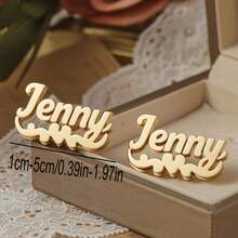Custom Name Double Layer Earrings ,Personalized Heart Crown 3D Nameplate Earrings, Fashion Women's Earrings, Suitable For Daily, Anniversary Gift - Gold - View 18