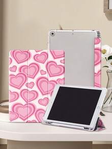 Pink Heart Shape Protective Case Compatible With IPad Air 4/5 10.9 Inch, IPad 7/8/9th 10.2 Inch, IPad 10th Generation,With Built-In Pencil Slot,Supports Automatic Sleep/Wake Lid,Compatible With Samsung Tab S6 10.4 Inch, Tab A9 11 Inch, Kindle Paperwhite 12th Gen 2024,Ins Glitter Style Case, Valentine's Day, Valentine's Day Gifts - Multicolor - View 4