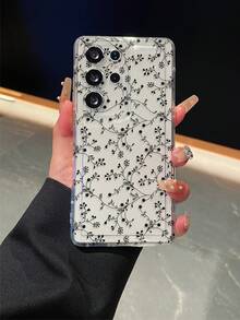 1个黑色植物图案，带气囊透明防摔功能的手机保护壳，TPU材质，可作为节日礼物赠送，男女通用，适用于三星手机 - 彩色 - 查看 6