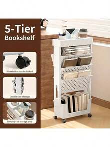 1 szt. Wózek do przechowywania na kółkach, biały/różowy, do domu/biura, regał wielopoziomowy, regał do przechowywania żywności, wielofunkcyjny, mobilny regał na książki z kółkami, odpowiedni do łazienki/biura/pralni/kuchni/wąskich przestrzeni, prezent świąteczny - A - Zobacz 7