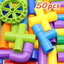 30/50/72/100/150pcs DIY Water Pipe Building Blocks Toy, Educational Construction Toy, Suitable For Children Designers, Toy Gift, Children Toy - Multicolor - View 10