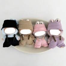 [Only Doll Clothes] BUBU Generation 4 Secret Code For Labubu Set: Overalls And Bucket Hat, Generation 4 Secret Code Doll Clothes, Generation 4 Blind Box Overalls And Bucket Hat Plastic Figurine Outfit - Multicolor - View 1