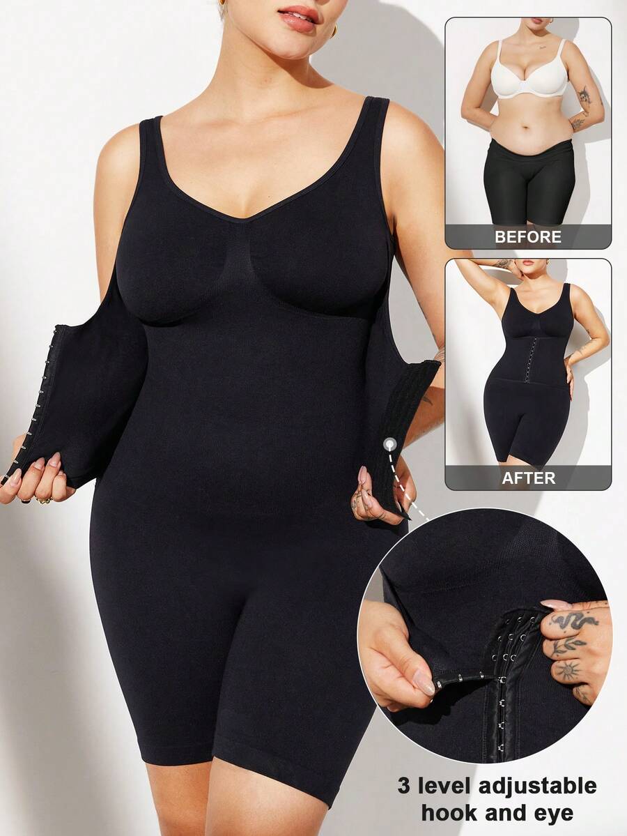 1pc Plus Size Curve Women's Activewear Yoga Set, Seamless High Support Moisture Wicking Breathable Outdoor Curvy - 黑色 - 查看 1