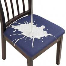 Fuloon Fundas de cojín para asiento impermeables 4 piezas fundas elásticas de jacquard para silla de comedor lavables protectores íbles de cojín para cocina 4 impermeable-azul marino - Impermeable, azul marino - Ver 5