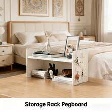 Metal Office Desk With Storage Shelves - Compact Multi-Tier Shelving Ideal For Office Supplies, Books, And Decorative Items - Rectangular Design With Minimalist Aesthetic - 洞洞板置物架單層 白色 - 查看 1