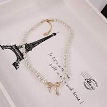 Pendants - Little  Bow Pearl Necklace - View 4