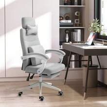 Office Chair, Gaming Chair, Rolling Chair, Ergonomic, Polyester, Foam, Multi-Layer Panel, 62 X 68 X 117-127 Cm - Light Grey - View 2