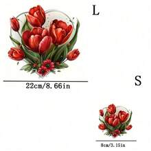 1片/2片/3片装鲜艳红色郁金香热转印贴片，耐用持久的熨烫贴纸，适用于DIY T恤、连帽衫、牛仔裤、卫衣、背包、夹克、手提包、枕头等。 - L+S - 查看 2