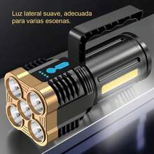 Linterna LED de Mano Ultra Potente, Recargable USB, Luz Lateral COB, Ideal para Camping, Emergencias, Senderismo, Caza y Reparaciones Nocturnas - negro - Ver 3