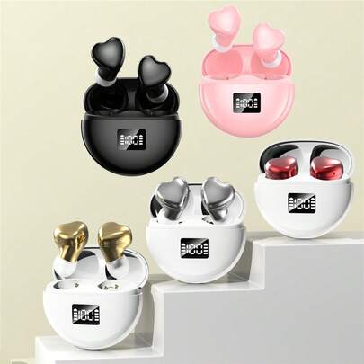 1个可爱心形无线耳机，HiFi立体声心形音乐耳机，精美礼物