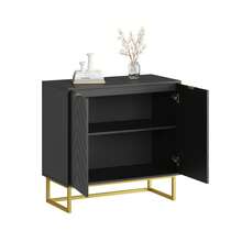 Aparador Moderno de Madera con Puertas Gabinete Buffet con Almacenamiento y Estante Ajustable para Comedor y Sala - Negro - Ver 6