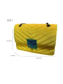 2025新款时尚链条小方包百搭单肩包 - 黃色 - 查看 4