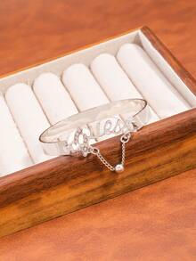 Fashionable Rhinestone Embellished English Letter Minimalist Versatile Bracelet - Multicolor - View 3