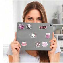 50张粉色贴纸，复古美学贴纸，Y2K风格贴纸，Y2K都市风格贴纸，Y2K主题礼物，90年代复古贴纸，乙烯基贴纸，适用于水瓶、保温杯、吉他、行李箱、手机、手机壳、笔记本电脑、滑板等，绝佳礼品 - 廣告 - 查看 5