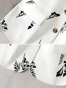 Áo blazer nữ dáng suông, nhẹ, không tay, cài cúc đơn, in họa tiết, thích hợp mặc đi làm và công sở. - trắng - Xem 5