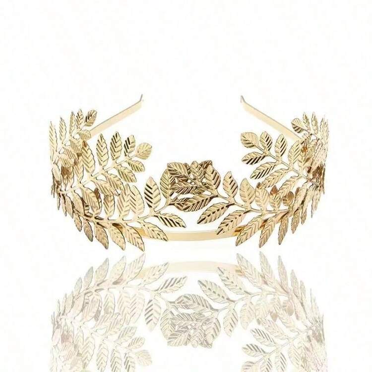 1 Băng đô lá cô dâu, Phụ kiện tóc cô dâu lá vàng, Vương miện đội đầu thích hợp cho tiệc cưới - Vàng - Xem 9