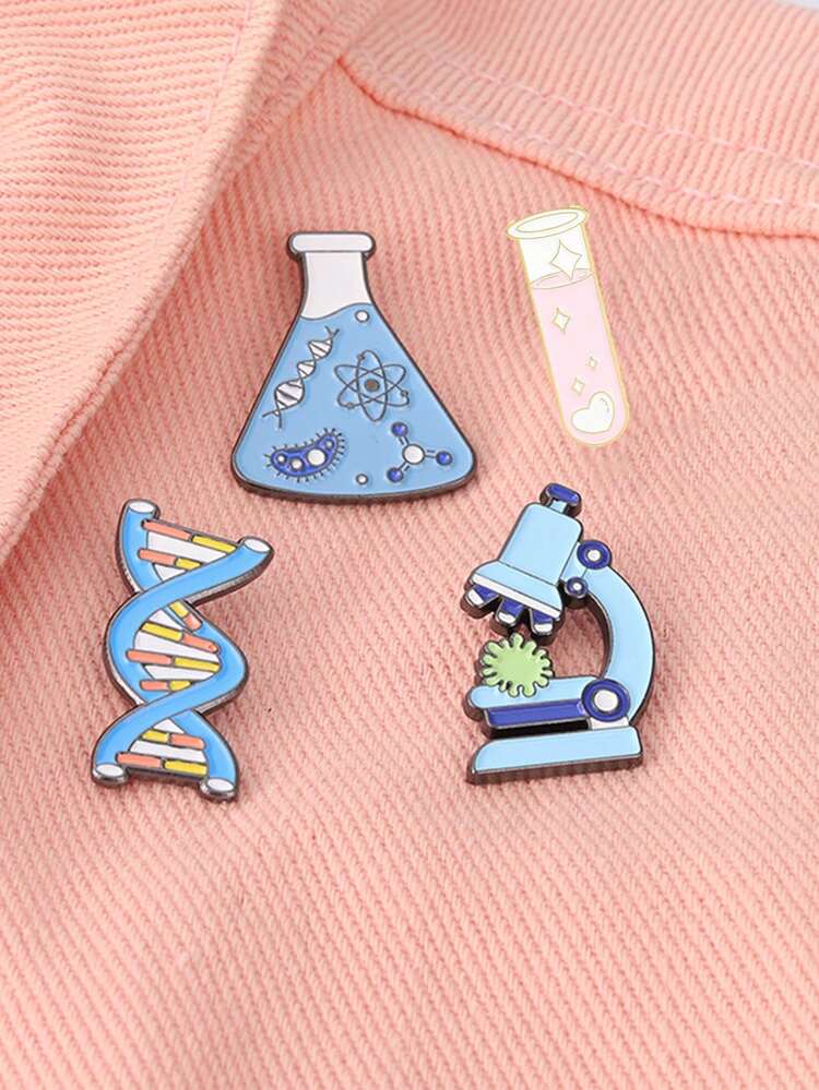 1枚/4枚科学实验烧杯胸针，包含显微镜、烧杯、化学分子、DNA、生物实验室工具胸针，创意珐琅徽章，适用于背包、帽子、服装装饰，背包徽章 - 彩色 - 查看 5