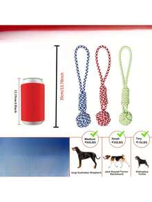 Heavy Duty Large Dog Tug Toy - Thick Braided Rope Ball With Red Striped Fabric Cover, Durable Chew Tug Toy, Suitable For All Dog Breeds (Puppies And Adult Dogs) - Multicolor - View 2