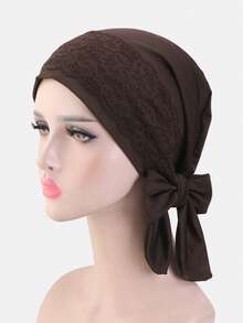 1pc Women Lace Trim Headscarf With Ribbons, Headband Headwrap, Chemo Cap, Suitable For Daily Use - Lace - View 25