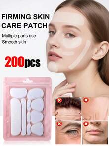 200/100/50/10pcs Facial Smile Lines Stickers, Easy-To-Use Facial Cheek Skin Care Stickers, Multi-Purpose V-Shaped Face Firming Stickers, Forehead Care Stickers,Lifting Face Tape, Face Neck Lifting Tape, Face Lift Stickers, Transparent, Unscented, Non-Invasive - Multicolor - View 1