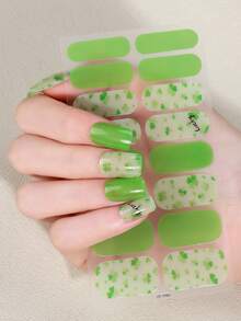 1pc St. Patrick's Day Nail Art Strip, Spring Green Nail Clovers Lucky Nail Wraps, Easy Application, Salon Quality, Nail Stickers For Women's Holiday Celebrations Nail Supplies Nails - Green - View 13