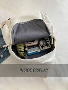 1 Pc Customized Name Stylish Classic Basic Solid Color Backpack, With Laptop Compartment Bookbag,Adjustable Straps & Spacious Multiple Pockets Student Bag,Lightweight High-Capacity Casual Travel Backpack,Available Multiple Colors Perfect For Teens/Students/Graduates Ideal For Daily Use, Outings, Travel, School & Back-To-School - Multicolor - View 3