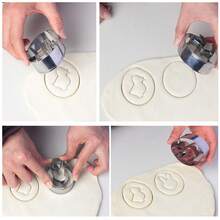 2pcs Reversible Easter Cookie Cutters, Easter Egg Cookie Cutter, Sandwich Cookie Mold, Rabbit & Chick Shaped, Stainless Steel Cookie Molds, New Easter Egg Sandwich Cookie Mold, Dual-Sided Cutter, Icing Cookie Cutter, Baking Tool - Silver - View 6