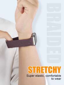 编织弹力单圈表带,兼容 Ultra 49mm/45mm/44mm/46mm/42mm/41mm/40mm/38mm 男女款,柔软尼龙弹性编织腕带,可替换 Ultra 2/3、Series 11/10/9/8/7/6/5/4/3/2/1/SE,是送给返校学生的理想礼物。 - 煙紫色 - 查看 6