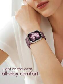 编织弹力单圈表带,兼容 Ultra 49mm/45mm/44mm/46mm/42mm/41mm/40mm/38mm 男女款,柔软尼龙弹性编织腕带,可替换 Ultra 2/3、Series 11/10/9/8/7/6/5/4/3/2/1/SE,是送给返校学生的理想礼物。 - 煙紫色 - 查看 8